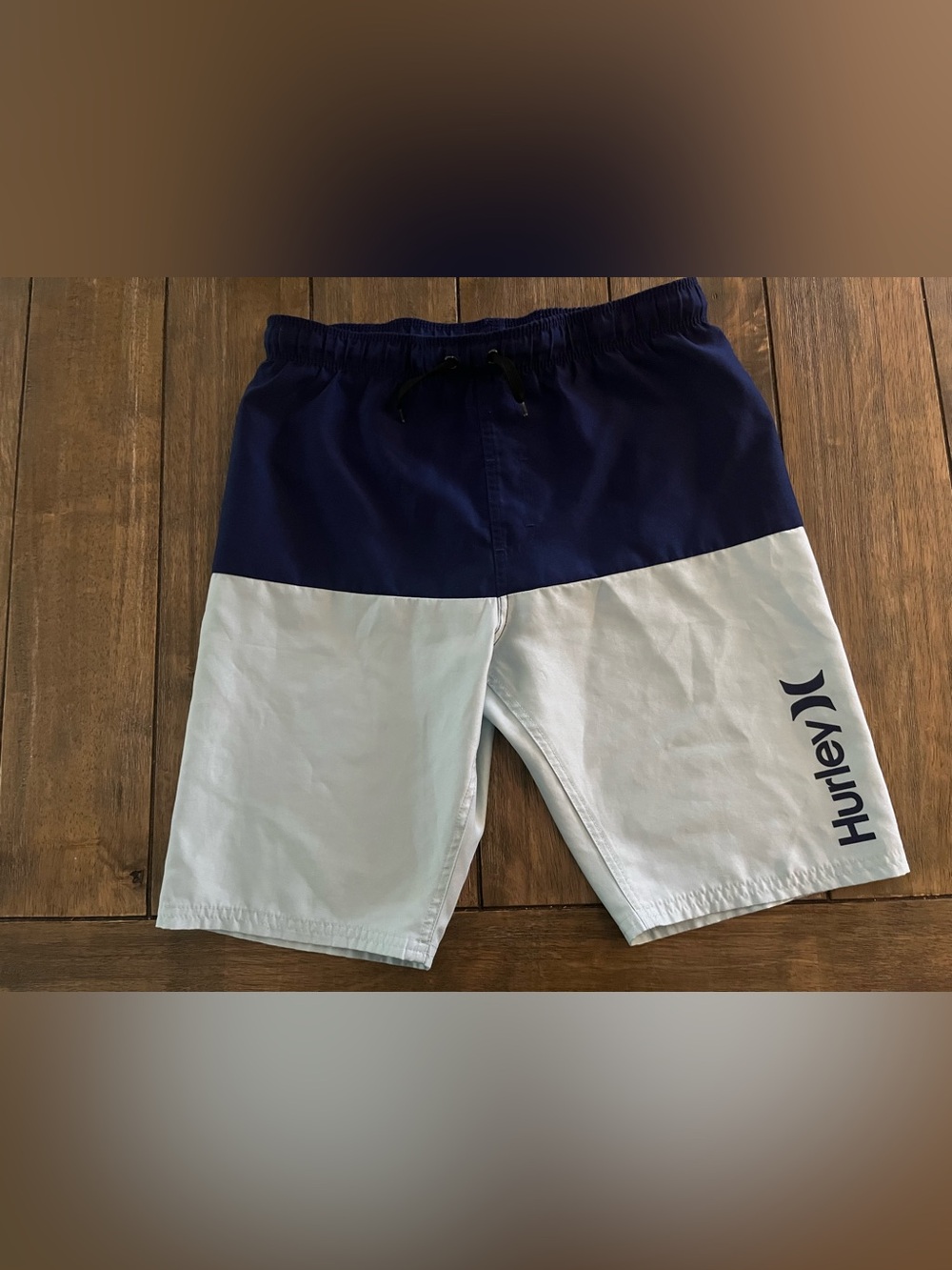 Hurley Boys size L(12-13yr)Navy and Light Blue Two-Tone Swim Board Shorts
